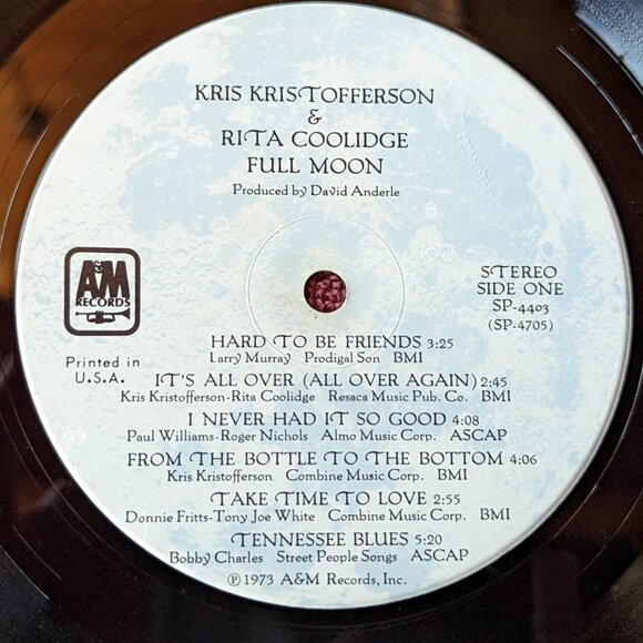 FURTHER REDUCED Vintage Vinyl LP –Kris Kristofferson & Rita Coolidge- Full Moon - Picture 5 of 8
